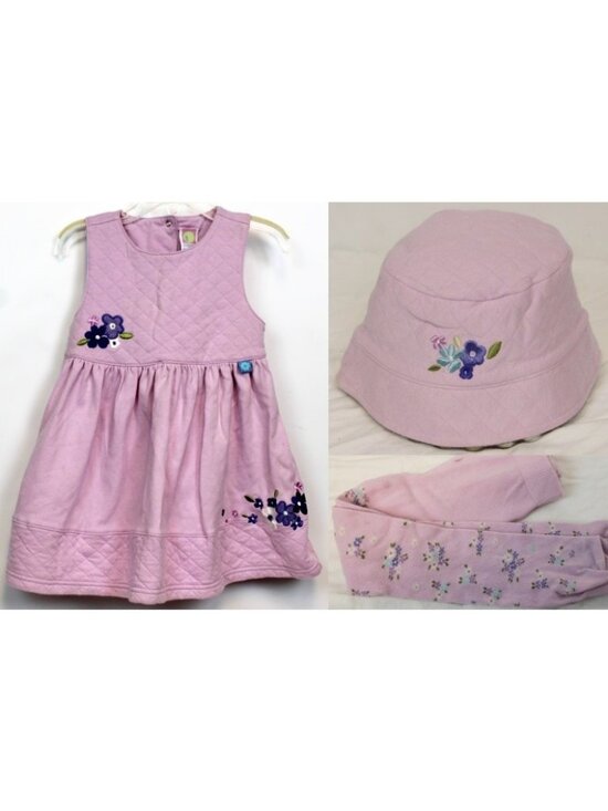 Gymboree Other - 2001 Gymboree Sweet Chic 4pc Set 18-24m Lavender Dress Diaper Cover Tights Hat